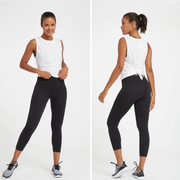 SPANX Pants - Spanx Leggings Size XL Look At Me Now Black High Rise Cropped Seamless Ponte